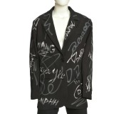 Sacou casual oversize cu motive grafice moderne