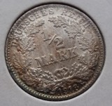 (A419) MONEDA DIN ARGINT GERMANIA - 1/2 MARK 1918, LIT. D, EROARE MATRITA SPARTA, Europa