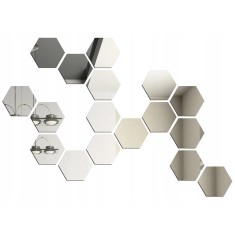 Set Oglinzi Decorative Acrilice Design Hexagon Silver M Size - MyStyle&reg; Luxury Home 6 bucati