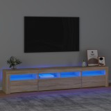 VidaXL Comodă TV cu lumini LED, stejar sonoma, 210x35x40 cm