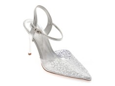 Pantofi eleganti GRYXX argintii, 64532, din piele naturala