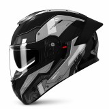Casca Moto/Scuter Flip-Up FIXATO Viper, Viziera Dubla, Protectie UV, Modulabila, Negru Metal, Marime 57-59cm