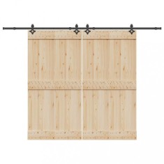 vidaXL Set feronerie pentru uși glisante, negru, 305 cm, oțel