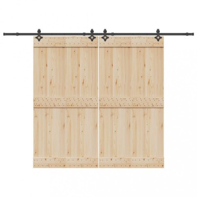 vidaXL Set feronerie pentru uși glisante, negru, 305 cm, oțel 3295791 foto