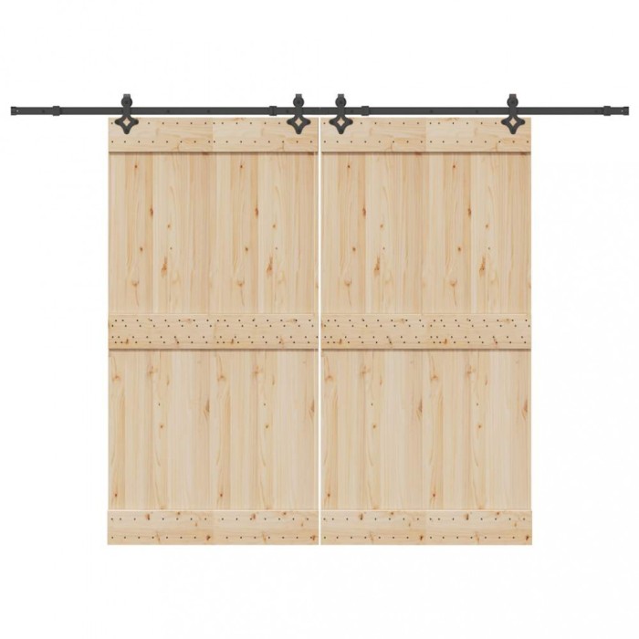 vidaXL Set feronerie pentru uși glisante, negru, 305 cm, oțel 3295791