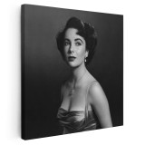 Tablou Elizabeth Taylor, actrita, alb, negru 1514 Tablou canvas pe panza CU RAMA 100x100 cm