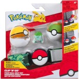 Set curea cu figurina, Pokemon S2, Clip N Go, Poke Ball, Bulbasaur, PKW3646