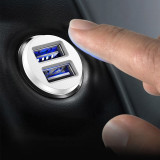Incarcator Auto, Baseus Smart Mini Universal, 2 Porturi USB 3.1A, Alb