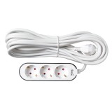 Prelungitor Lohuis cu 3 prize, 7 m, alb + negru