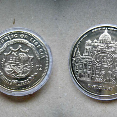 A195-UNC-Medalie moneda 5 dolari Liberia 2002.
