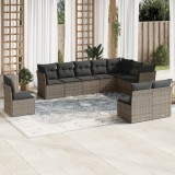 vidaXL Set mobilier de grădină cu perne, 10 piese, gri, poliratan
