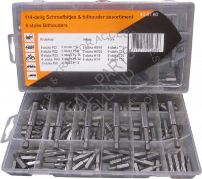 Set biti 114 buc, PZ1 PZ2 PZ3 PH0 PH1 PH2 P1/8 P3/16 P5/32 P1/4 H5/16 H5/32 H1/8 H1/4 T10 T25 T20 T30 Kft Auto foto