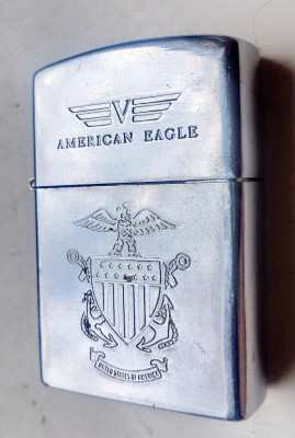 F265-I-Bricheta ZIPPO American Eagle Bradford USA BENZINA GENERATIE MODERNA. foto