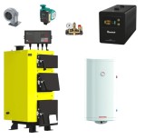 Pachet Cazan Lemne Kronas Standart 18 kW cu Boiler 80L Sunsystem, Pompa Taifu, UPS Bautech, Controler KG Art - Incalzire 120-140 mp