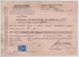 Romania, &quot;Steaua Romaniei&quot;, Societate Romana de Asigurari, Chitanta de fractiune de prima, Bucuresti, 1937