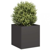 vidaXL Jardinier Negru 40x40x40 cm, Oțel Laminat, Ghiveci Grădină Fund Deschis, Spațiu Amplu Plante, Balcon/Terasa