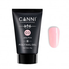 Polygel pentru constructie unghii Canni Premium 03, 45 ml, Jelly Pink foto