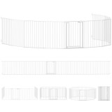 PawHut Barieră de siguranță din metal parc/&icirc;ngrădire pliabilă și modulară pentru c&acirc;ini și copii 10 panouri 61 x 75 cm alb | Aosom Romania