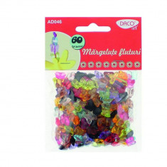 Margelute Fluturi DACO, 60 g, Plastic, Multicolor, Accesorii Craft, Margele Model Fluturi, Margele cu Fluturi, Margele Colorate din Plastic, Margele F