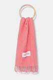 Tommy Jeans fular femei, culoarea roz, neted, AW0AW16997