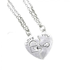 Set lantisoare cuplu I love you argintii foto