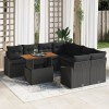 Gossi set de canapea de gradina cu 9 piese si perne, negru, poliratan