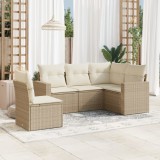 vidaXL Set canapele de grădină cu perne, 5 piese, bej, poliratan 3218958