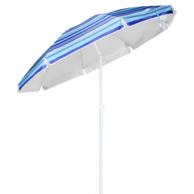 Umbrelă de plajă, albastru cu dungi, 200 cm foto