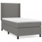 Pat box spring cu saltea, gri inchis, 90x190 cm, textil