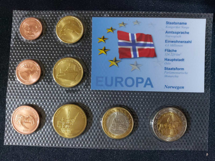 Set Euro - Probe - Norvegia 2004 , 8 monede