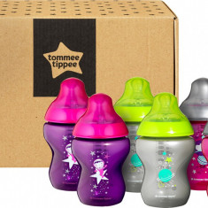 Set 6 biberoane ONL fetite haioase +0 luni Multicolor, 260ml, Tommee Tippee