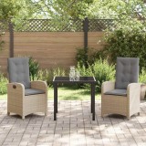 vidaXL Set de masă pentru grădină 3 pcs Bej poliratan 3380288