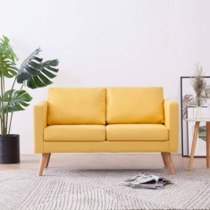 Gossi canapea cu 2 locuri, galben, material textil