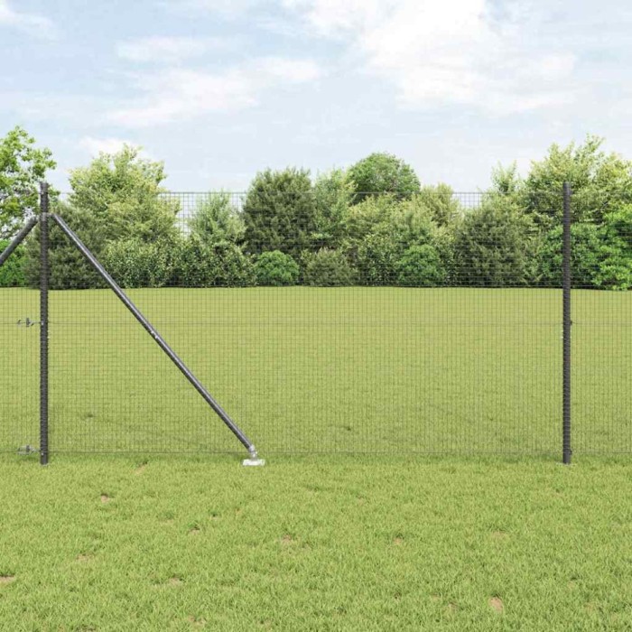 vidaXL Gard din metal sudat cu 13 st&acirc;lpi cu v&acirc;rf Gri 1,2x50 m Oțel