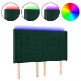 Cumpara ieftin Tablie de pat cu LED, verde inchis, 147x16x118/128 cm, catifea