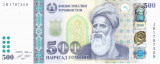 Bancnota Tadjikistan 500 Som 2021- PNew UNC