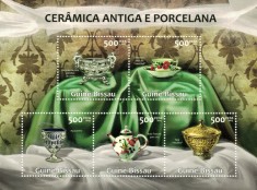 GUINEEA BISSAU 2013 - Portelanuri si ceramica antica/ set complet MNH - colita + bloc (2 imagini)