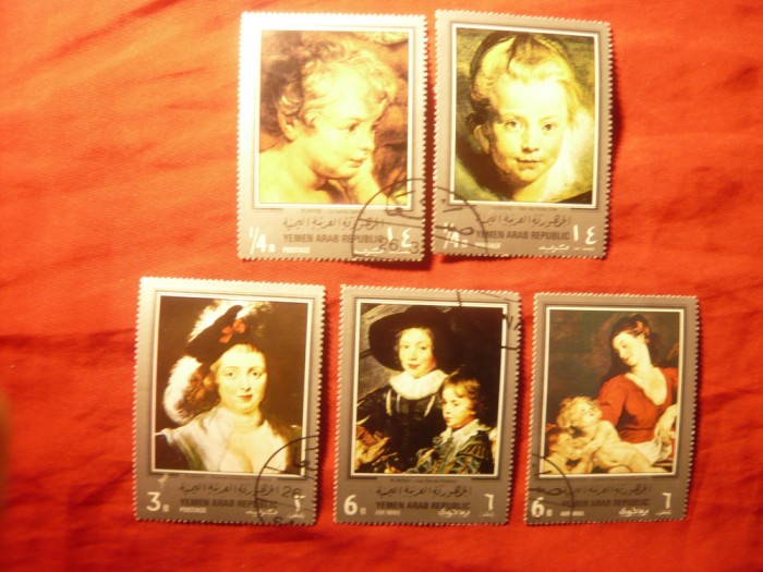 Serie mica Yemen 1968 Pictura Rubens - 5 valori stampilate