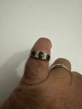 Inel Aur 9K Vintage Safire &amp; Diamante Anglia, Marimea 53