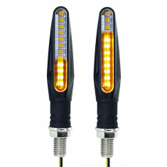 Semnalizatoare LED moto, 12 leduri, filet: M10, 12V, 9,5 x 2cm, negru