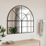 Oglinda de perete, negru, 100x90 cm, arcuita, fier GartenMobel Dekor, vidaXL
