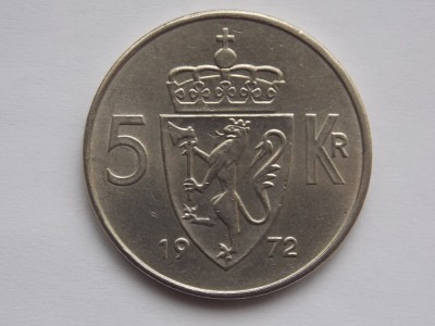 5 KRONER 1972 NORVEGIA foto