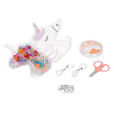 Set margele cu accesorii si cutie depozitare in forma de unicorn,plastic,+6 ani, Oem