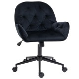 Vinsetto Fotoliu de birou, fauteuil de birou &icirc;n catifea, scaun pivotant la 360&deg;, reglabil &icirc;n &icirc;nălțime, 60 x 61 x 81-91 cm, negru | Aosom Romania