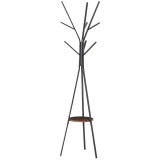 HOMCOM Cuier trepied design contemporan ramuri etajeră + 9 cuiere dim. 45L x 45l x 180H cm metal maro | Aosom Romania