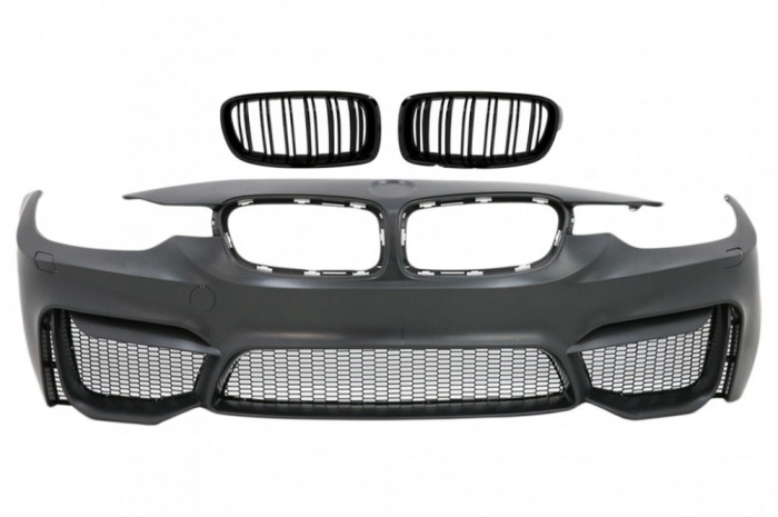 Bara Fata BMW Seria 3 F30 F31 (2011-2019) M3 Design cu Grila Centrala Negru Lucios M Design Performance AutoTuning