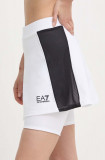 EA7 Emporio Armani fustă sport culoarea alb, mini, evazati