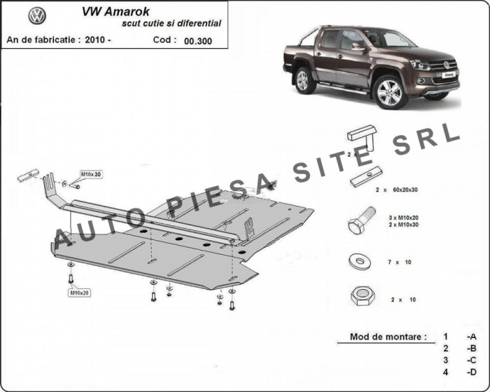 Scut metalic cutie viteze VW Amarok fabricat incepand cu 2010 APS-00,300