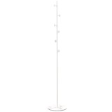 HOMCOM Cuier Vertical Autoportant cu 6 C&acirc;rlige Disc și Bază din Ardezie, &Oslash;32x171 cm, Alb Elegant pentru Organizare | Aosom Rom&acirc;nia