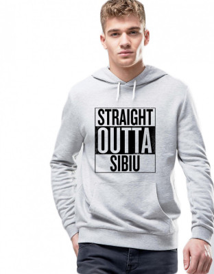 Hanorac Barbati Gri - Straight Outta Sibiu - L foto